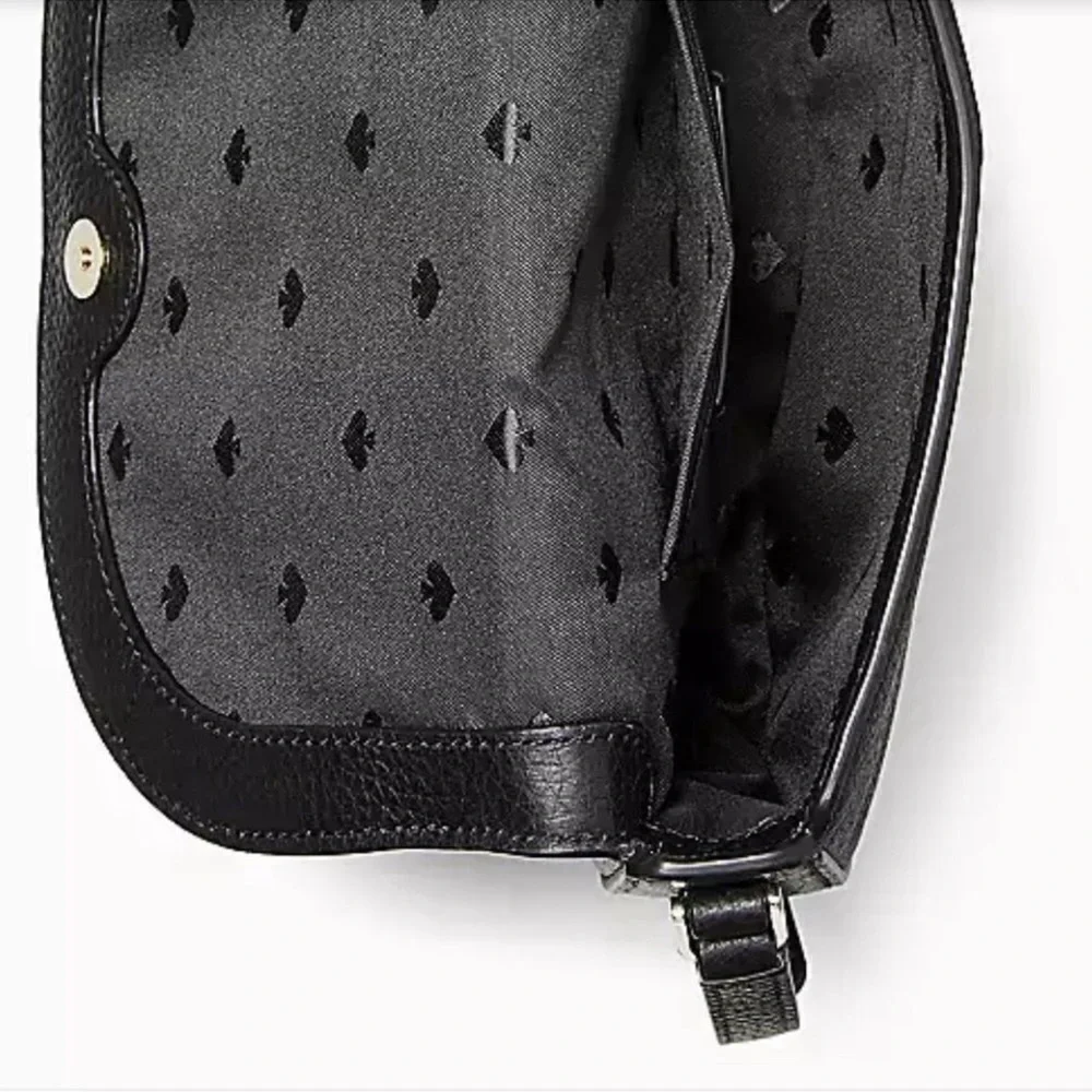 Kate Spade Leila Mini Flap Black Pebbled Leather Crossbody Bag Original Pkg NWT